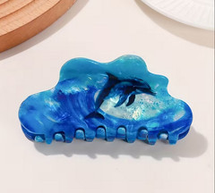 Dolphin blue wave hair claw