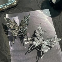 Large Hollow Butterfly Metal Hair Claws Black Silvery Fashion Shark Clips Women