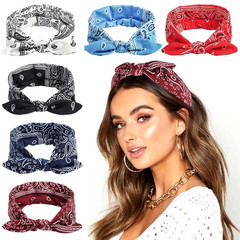 6 Pack Bow Headbands Paisley Prints Boho Bandana Headband Rabbit Ears Head Wraps