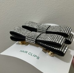NWT J. Crew Sparkle Bow Hair Clips, Rhinestone Crystal Evening Holiday Formal