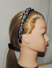 Bridal Wedding Flower Girl Pageant Fabric Trim w/ Faux Pearl Headband Hoops