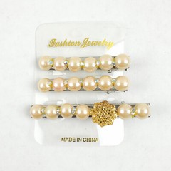 3 PCS set Hair Pins Clips with Pearls Rhinestones For Women Girls