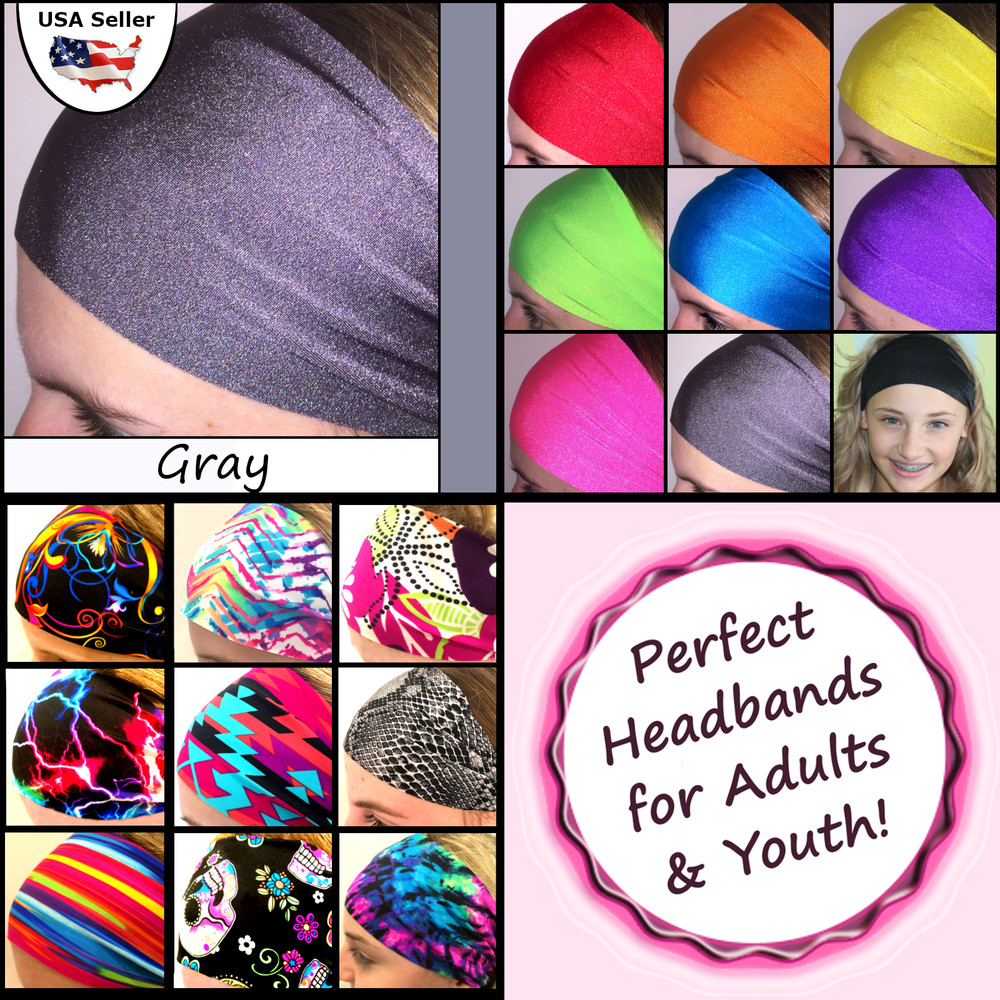 Running Head Band Sports Workouts Fashion Adult Youth Bolder Wider [Gray]
