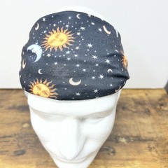 Celestial Sun Moon Headband Y2K Astrology Boho Stretch Hair Band Stars Gold