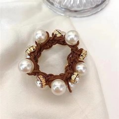 3PCS Pearl Brimmed Glitter Rhinestone Hair Ties Retro Scrunchies for Women