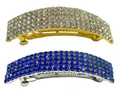 Set of 2 Large Vintage Bar Barrettes Sparkly Crystals Thick Hair Barrettes0004-2