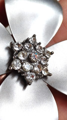 Rare Vintage Ficcare Matte Silver Tone Flower French Barrette Hair Clip 3″