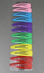set pack of 12 metal hair accessory clips snap barrettes 2 5/8″ wide