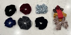 Scrunchies Lot Of 9 Velvet Pearl Black Pink Gray Blue Hair Pony Braids Summer