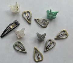 AUTHENTIC 90s Y2K Hair Clips BUTTERFLY HEART GLITTER Retro VINTAGE