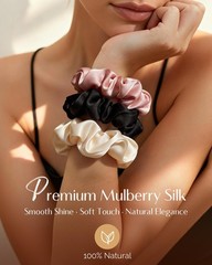 100% Mulberry Silk Scrunchies for Hair Care, No Damage Silk Hair Ties for Wom…