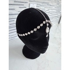 Crystal Bridal Headpiece – Silver Clear Rhinestone Forehead Chain
