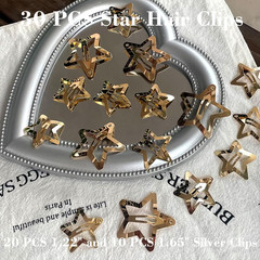 30 PCS Gold Star Hair Clips,20PCS 1.22″Star hair Clip and 10 PCS 1.65″Hair Clip