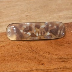 Barrette Made in France Gold Brown White Marbled 3.5″