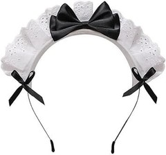 Black Women Girls Lolita Headband Lace Bow Hair Band Maid Anime Cosplay