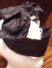 NWOT A New Day Black+ Gold Linear Print- Bow Front Headband Soft Stretchy 377