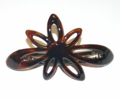 Hair Clip Large Long Metal Barrette Flower Delsol Women Fashion Made in France