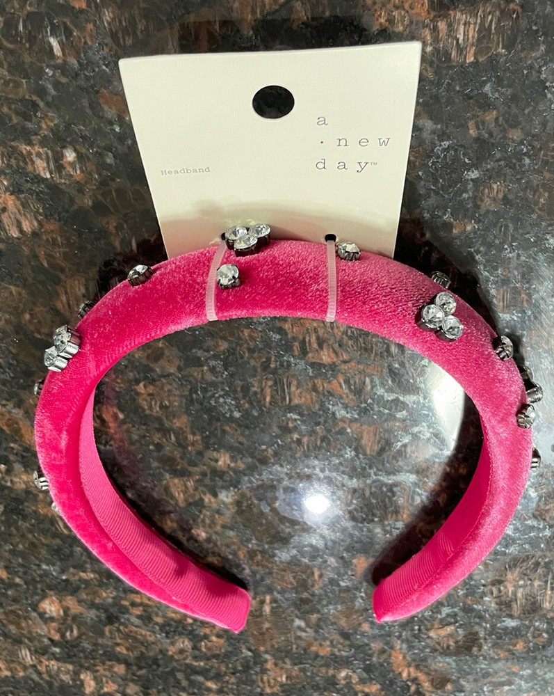 A New Day by Target Crystals Clear Rhinestones Gems Beaded Pink Headband