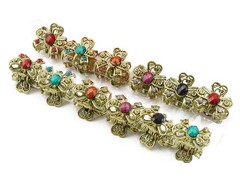 12PCS Women Lady Vintage Metal Mini Jaw Clip Rhinestone No-Slip Hair Claw E#