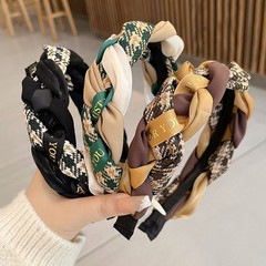 Black Brown Green Soft Braided Headband for Women Vintage Cloth Hair Hoop Style