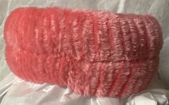 Plush Bow Spa Headband W/ Pearls On Top Of Bow-Teen Or Adult Neon Pink