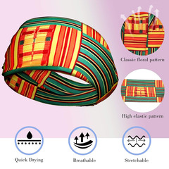WILLBOND 8 Pcs Wide African Headband for Women Stretchy Boho Print Hairband Non