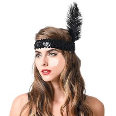20 PCS 1920s Flapper Headband Ostrich Feather Headpiece Roaring 20s Costume