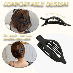 Flat Claw Clips for Women, Large 1 Count (Pack of 6), Tortoise Shell-A