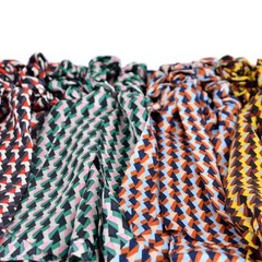 Nollia 4 Sets Geometric Print Scrunchies With Matching Hair Ties, Satiny Fabric