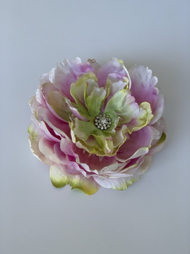 Peony Hair Clip Rhinestone 5-1/2”