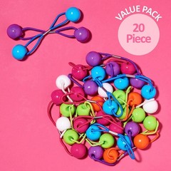 20 Pcs Round Ponytail Balls Twin Bead Hair Elastic Ponytail Balls Holder