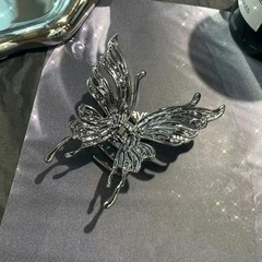 Large Hollow Butterfly Metal Hair Claws Black Silvery Fashion Shark Clips Women