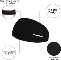 JOYOYO Unisex Headbands for Women’s Hair Soft 1 Count (Pack of 3), Black