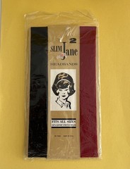 Vintage Two Slim Jane Headbands Black Red Nylon Stretch 60’s New NOS