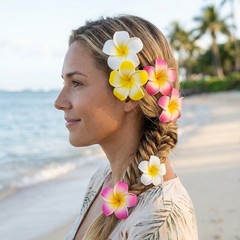 28Pack Plumeria Flower Hair Clips Assorted Color Hawaiian Style Hair Accessories