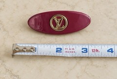 NEW Louis Vuitton Burgundy Resin LV Logo Hair Accessory Barrette Clip Gold Tone