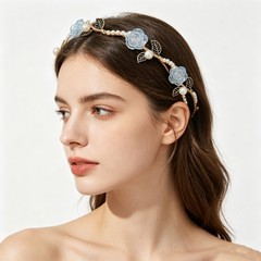 Summer Elegant Floral Hair Hoop, Pearl & Crystal Decor Women’s Daily Headband