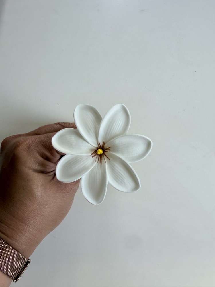 White Tiare Flower Hair Flower Ear Piece Tahitian Gardenia Hawaiian Luau Hula 3″