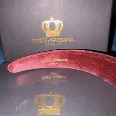 2 Dolce & Gabbana Beauty Burgundy Velvet Padded Headband Crown Logo Women’s