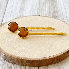 Citrine And Gold Hair Pins