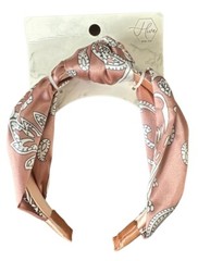 Lot of 2 Hive and Co Top-Knot Satin Fabric Headband – Brown White Printed