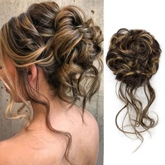 Synthetic Messy Curly Hair Bun Elastic Scrunchie Fluffy Hair Piece for Women