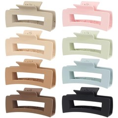 Mandydov 8 Pcs Large Hair Claw Clips 4.1 Inch Non-slip Big Square Matte Claws fo
