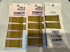 3 PACKS Conair Pin Match Blend-In-Color Bobby Pins Blonde 90-Pieces EACH 270 TTL