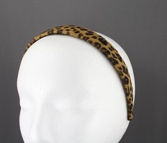 Brown Black cheetah faux fur animal print headband hair band 1 1/8″ wide leopard