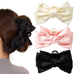 3 PCS Large Bow Hair Claw Clips Satin Bow Claw Clip for Women Girl with Long …