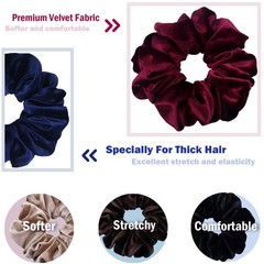 Extra Large Scrunchies for Women’S Thick Hair, Premium Velvet Soft Jumbo