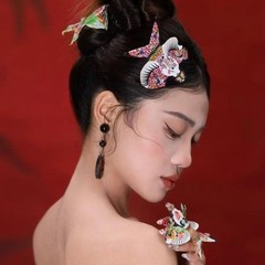 Chinese Kite Hair Clip Vintage Style Design Bride Headpiece Duckbill Clip 2pc