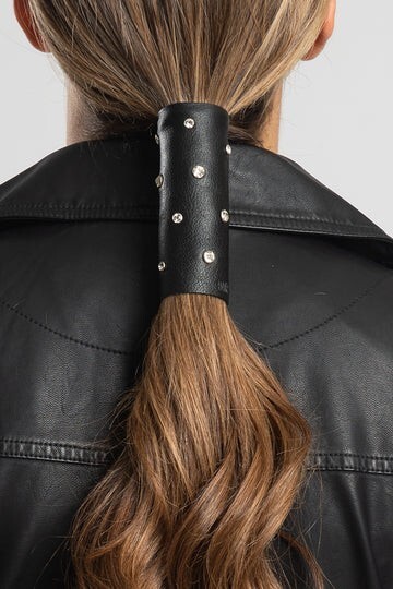 Hair Glove® Leather Starry Night with Gems Ponytail Holder Hair 4″