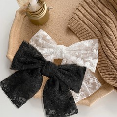Lace bow hair clip, embroidered sweet and elegant, ribbon spring clip
